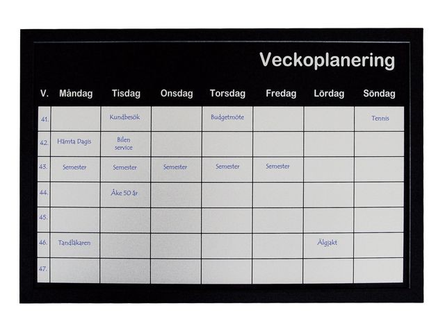 Veckoplanering whiteboard