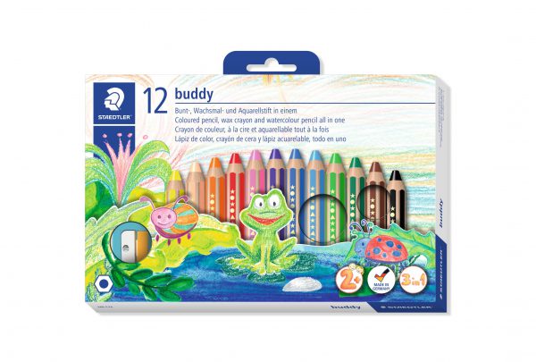 Färgblyertspenna Buddy knubbis 3i1 12-pack